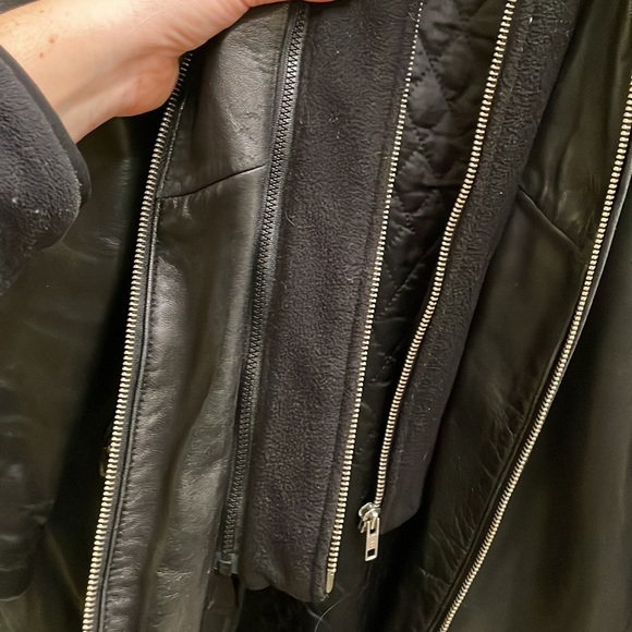 Vintage 90’s leather insulated coat. Men’s 40-42 black - Picture 4 of 6